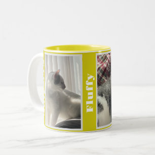 Tasse 2 Couleurs Photo et nom de l'animal de compagnie jaune double