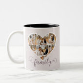 Tasse 2 Couleurs Photo FAMILLE Moderne Collage Love Script Heart (Gauche)