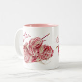 Tasse 2 Couleurs Photo Knitter rose et blanc (Devant gauche)