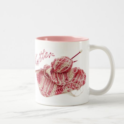 Tasse 2 Couleurs Photo Knitter rose et blanc (Droit)