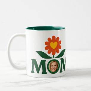 Tasse 2 Couleurs Photo Maman Flower Heart