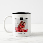 Tasse 2 Couleurs Photo Monogramme moderne (Gauche)