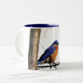 Tasse 2 Couleurs Photo orientale d'oiseau bleu (Devant gauche)