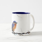 Tasse 2 Couleurs Photo orientale d'oiseau bleu (Devant droit)