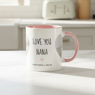 Tasse 2 Couleurs Photo personnalisé 'Je t'aime Nana' Cadeau perso