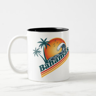 Tasse 2 Couleurs Photo personnalisé Rétro Bahamas Plage tropicale  