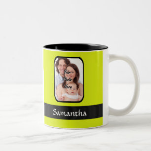 Tasse 2 Couleurs Photo personnalisée jaune vif