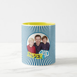 Tasse 2 Couleurs Photo personnalisée Super Papa Comique