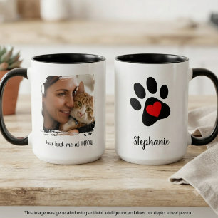 Tasse 2 Couleurs Photo « Vous m'avez eu au miaulement » et empreint