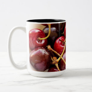 Tasse 2 Couleurs Photographie de cerises rouges fraîches dans un bo