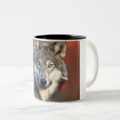 Tasse 2 Couleurs Photographie de loup (Devant droit)