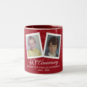 Tasse 2 Couleurs Photos d'enfance pour les 40 ans de mariage Rubis