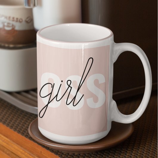 Tasse 2 Couleurs Phrase moderne Pastel Rose fille Boss Phrase