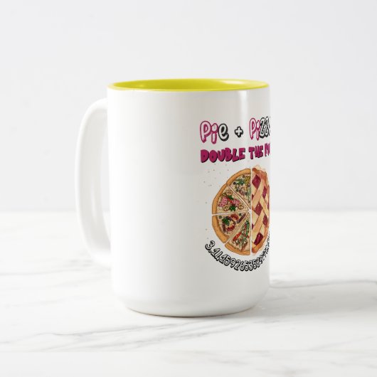 Tasse 2 Couleurs PI DAY Pie and Pizza Fusion Mème amusant! (Devant gauche)