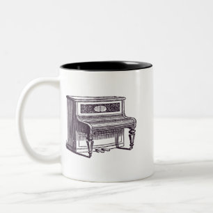Tasse 2 Couleurs Piano Droit Ancien Mécanique Classique