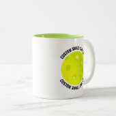 Tasse 2 Couleurs Pickleball & Petits Textes VERT CITRON 325ml Perso (Devant droit)
