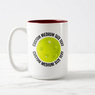 Tasse 2 Couleurs Pickleball & Texte Moyen MAROON 15oz Personnalisé