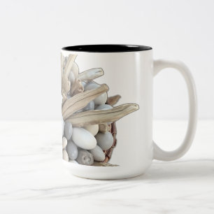 Tasse 2 Couleurs Pièce centrale de bois de chauffe et de galets rus