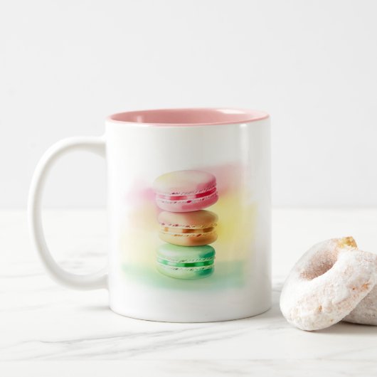Tasse 2 Couleurs Pierres triplées Pastel Macaroon (Avec donut)