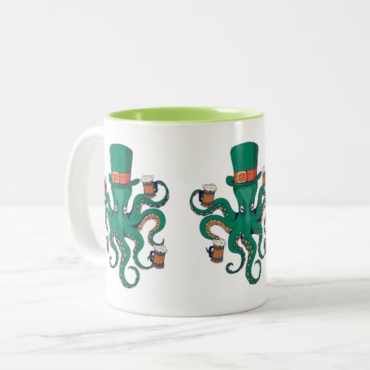 Tasse 2 Couleurs Pieuvre de Saint-Patrick drôle (Devant gauche)