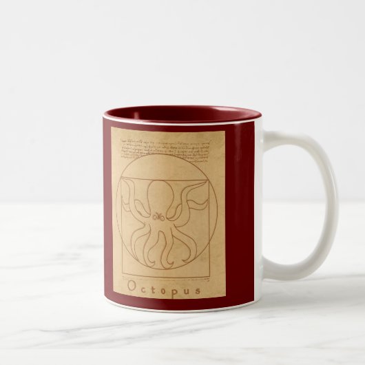 Tasse 2 Couleurs Pieuvre Drôle (Droit)