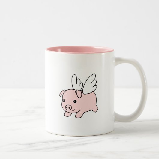 Tasse 2 Couleurs Pig volant - Piglet avec ailes (Droit)