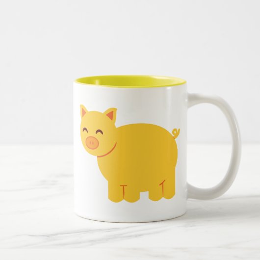 Tasse 2 Couleurs Piggy Jaune (Droit)