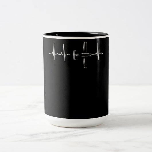 Tasse 2 Couleurs Pilote d'avion pilote Heartbeat cadeau volant (Centre)