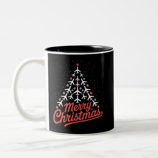 Tasse 2 Couleurs Pilote de l'arbre de Noël d'avion (Gauche)
