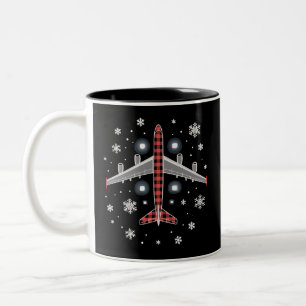 Tasse 2 Couleurs Pilote de Noël à carreaux d'avion