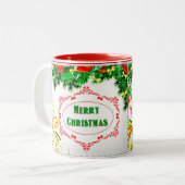 Tasse 2 Couleurs Pine Bough Joyeux Noël (Devant gauche)
