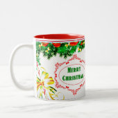 Tasse 2 Couleurs Pine Bough Joyeux Noël (Gauche)