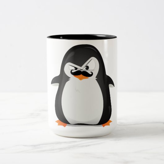 Tasse 2 Couleurs Pingouin Blanc Noir Mignonne Et Moustache Drôle (Centre)