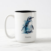 Tasse 2 Couleurs Pingouin d'aquarelle Arctique, personnalisé (Gauche)