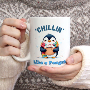 Tasse 2 Couleurs Pingouin de caricature, un chillin comme un pingou