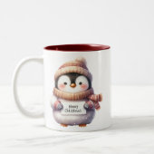 Tasse 2 Couleurs Pingouin de Noël joyeux (Gauche)