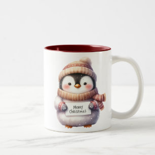 Tasse 2 Couleurs Pingouin de Noël joyeux