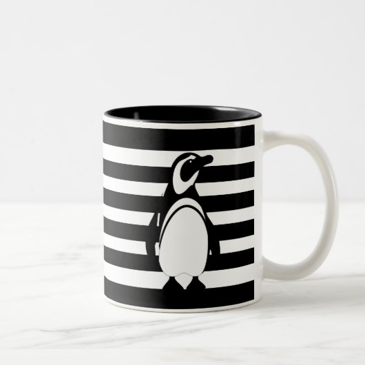 Tasse 2 Couleurs Pingouin et rayures (Droit)