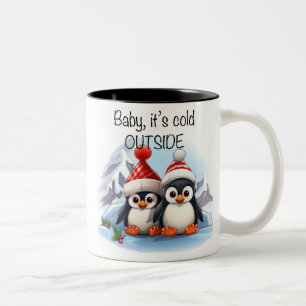 Tasse 2 Couleurs Pingouin mignon /Bébé Il fait froid dehors