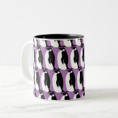 Tasse 2 Couleurs Pingouin Motif violet noir blanc (Devant gauche)