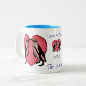 Tasse 2 Couleurs Pingouins de baiser Mariage personnalisé (Devant gauche)