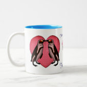Tasse 2 Couleurs Pingouins de baiser Mariage personnalisé (Gauche)