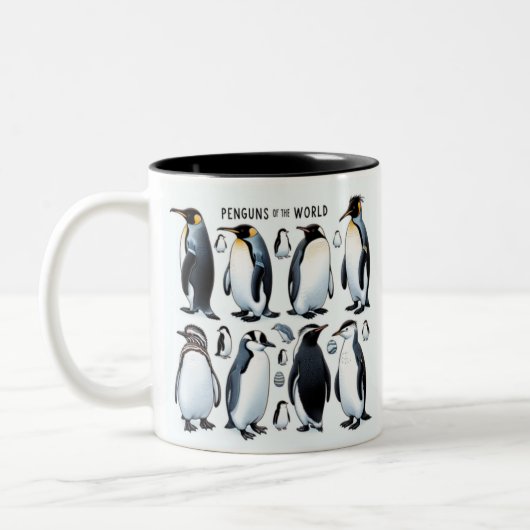 Tasse 2 Couleurs Pingouins du monde de la Mug, mignonne pingouin de (Gauche)