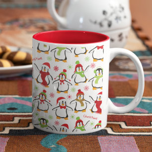 Tasse 2 Couleurs Pingouins rouges et verts
