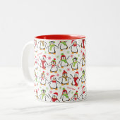 Tasse 2 Couleurs Pingouins rouges et verts (Devant gauche)
