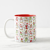 Tasse 2 Couleurs Pingouins rouges et verts (Gauche)