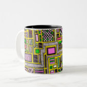 Tasse 2 Couleurs Pink and Yellow Geometric shapes pop art punk (Devant gauche)