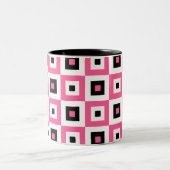 Tasse 2 Couleurs Pink Black and White Checkered Squares Pattern (Centre)