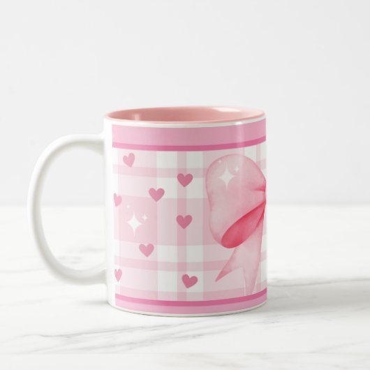 Tasse 2 Couleurs Pink Bow Mug- Cute Aesthetic Coffee Cup (Gauche)