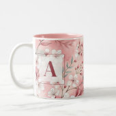 Tasse 2 Couleurs Pink cherry blossom monogram (Gauche)